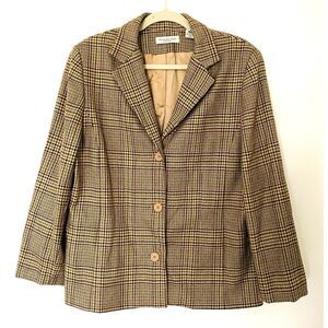 VTG Amanda Smith Wool Check Plaid Blazer Shoulder Pads Preppy Clueless Jacket 16